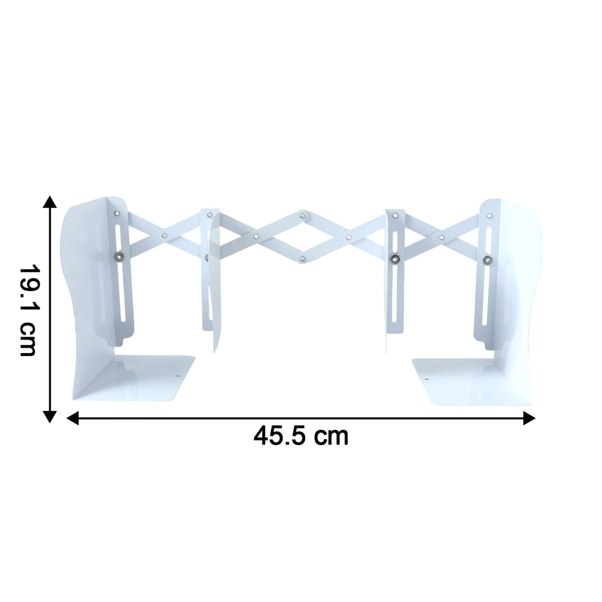 Iron desk book organizer with adjustable telescopic accordion feature